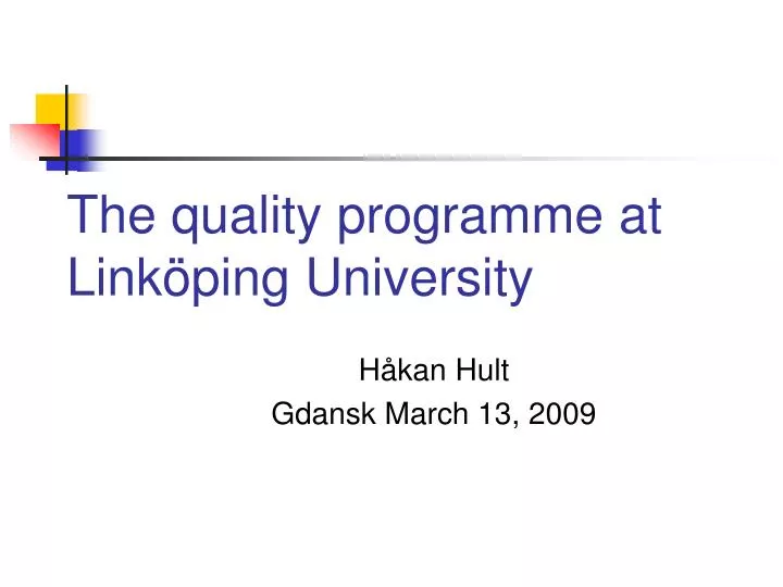 the quality programme at link ping university