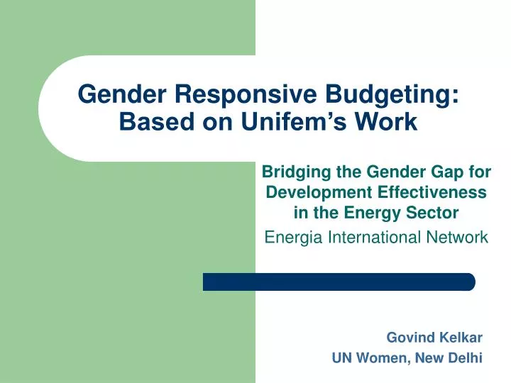 gender responsive budgeting based on unifem s work