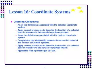 Lesson 16: Coordinate Systems