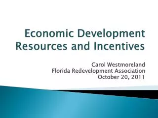 Economic Development Resources and Incentives