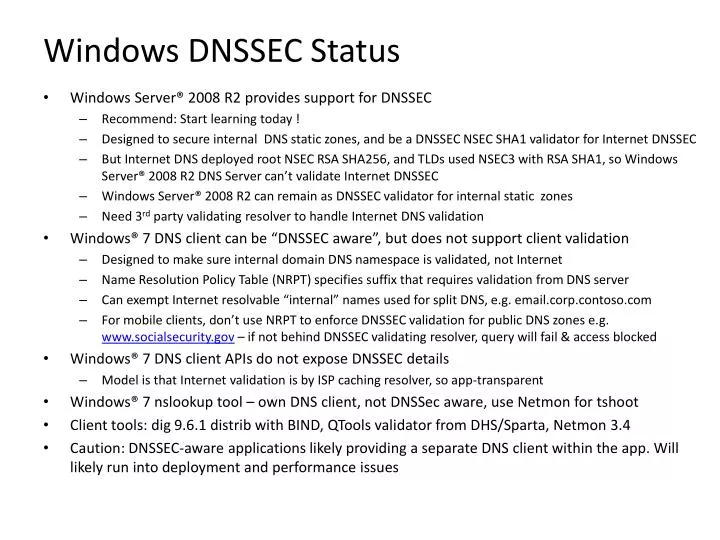 windows dnssec status