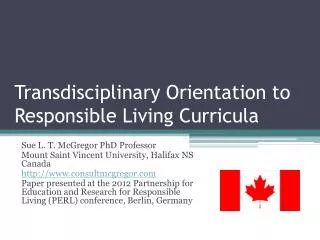 Transdisciplinary Orientation to Responsible Living Curricula