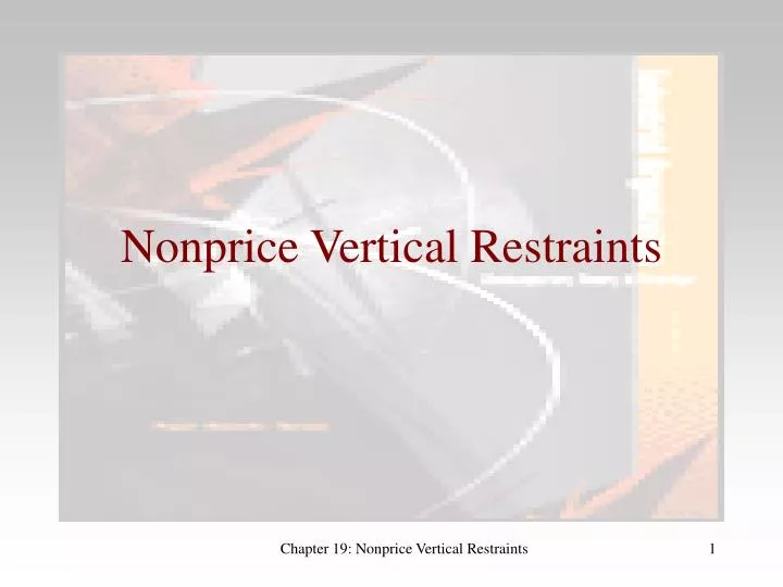 nonprice vertical restraints