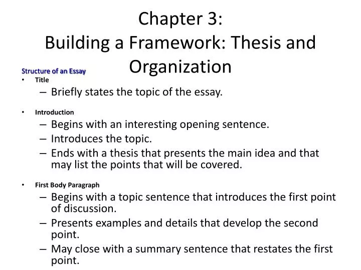 chapter 3 building a framework thesis and organization