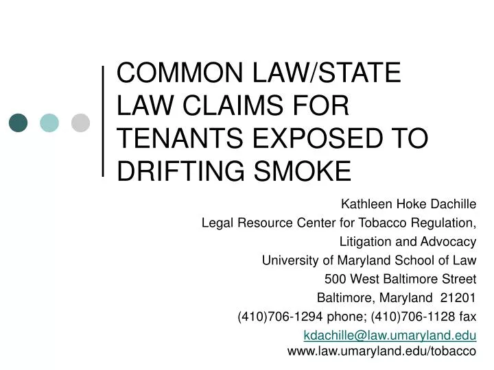 common law state law claims for tenants exposed to drifting smoke