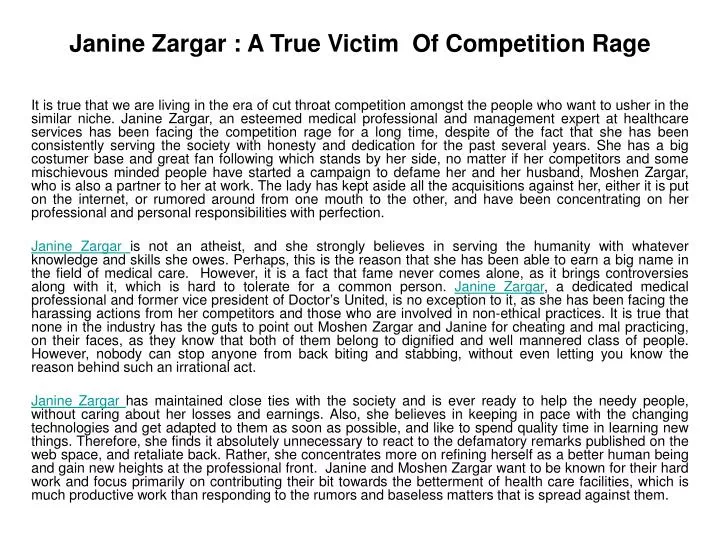 janine zargar a true victim of competition rage