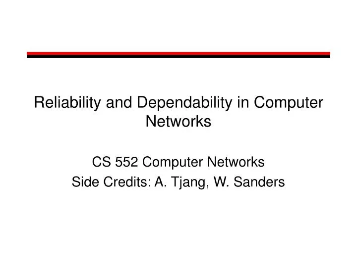 reliability and dependability in computer networks