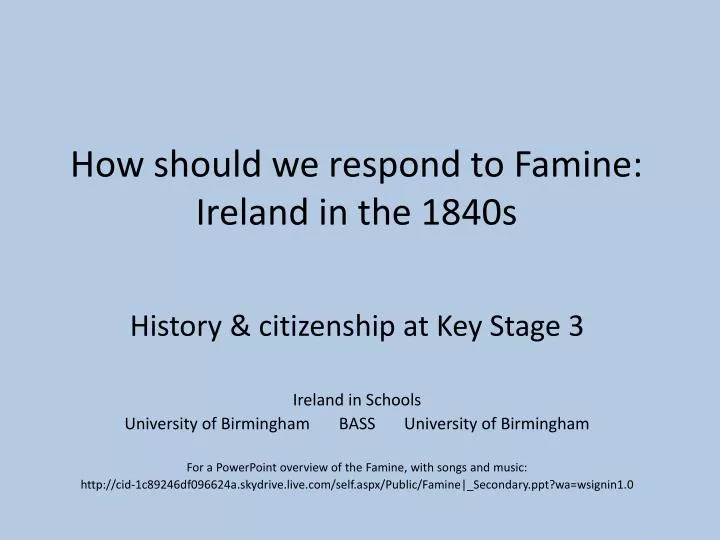 how should we respond to famine ireland in the 1840s