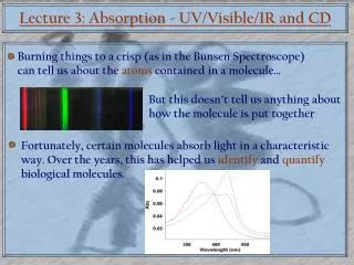 Lecture 3: Absorption - UV/Visible/IR and CD