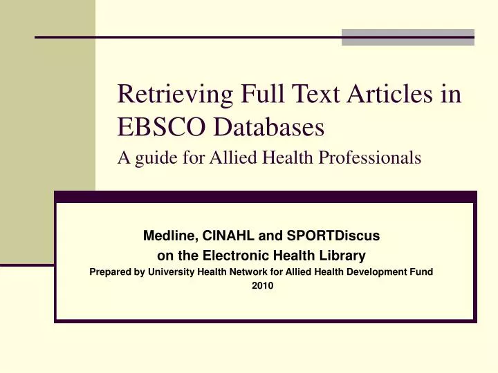 retrieving full text articles in ebsco databases a guide for allied health professionals