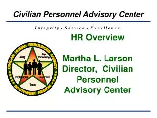 HR Overview Martha L. Larson Director, Civilian Personnel Advisory Center