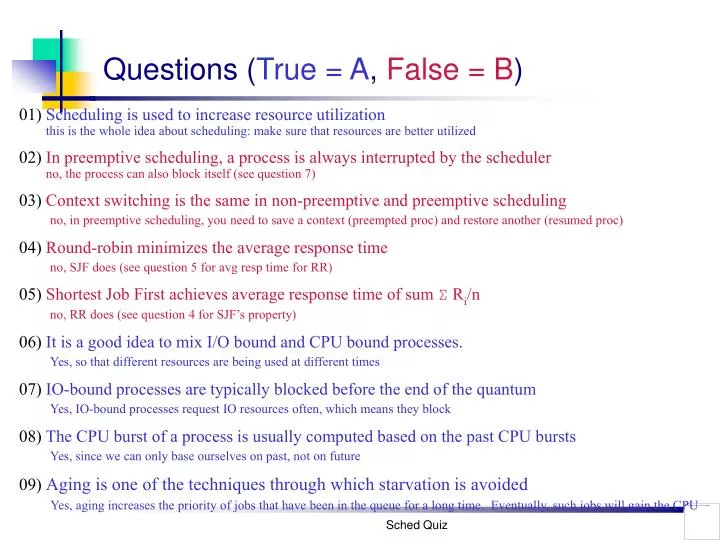 questions true a false b