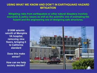 $100M seismic retrofit of Memphis VA hospital, removing nine floors, bringing it to California standard Does this make s