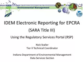 IDEM Electronic Reporting for EPCRA