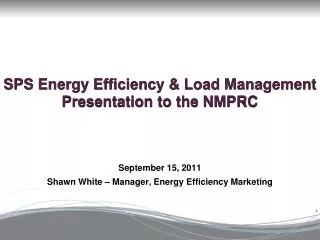 SPS Energy Efficiency &amp; Load Management Presentation to the NMPRC