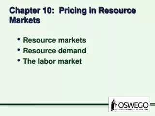 Chapter 10: Pricing in Resource Markets