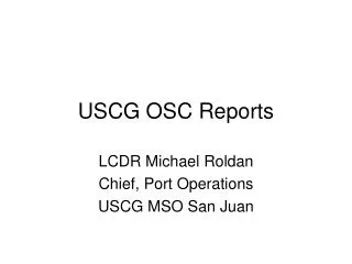 USCG OSC Reports