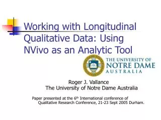 Working with Longitudinal Qualitative Data: Using NVivo as an Analytic Tool
