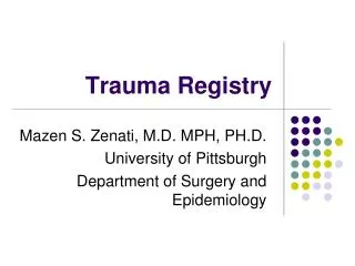 Trauma Registry
