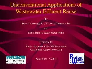 Unconventional Applications of Wastewater Effluent Reuse