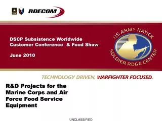 R&amp;D Projects for the Marine Corps and Air Force Food Service Equipment