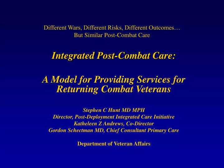 different wars different risks different outcomes but similar post combat care