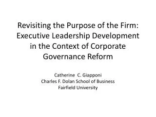 Executive Leadership and Corporate Governance Reforms in the United States