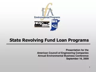 State Revolving Fund Loan Programs