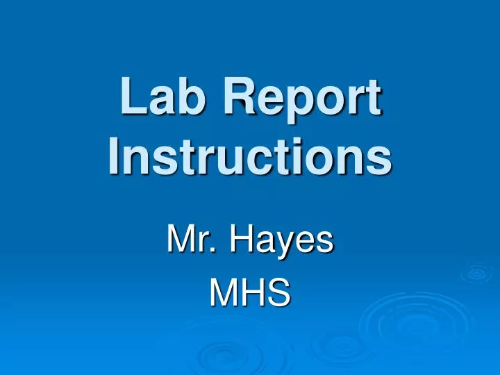 lab report instructions