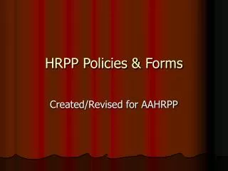 HRPP Policies &amp; Forms
