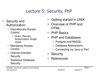 Lecture 5: Security, PhP