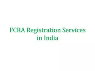 FCRA Registration Services in India