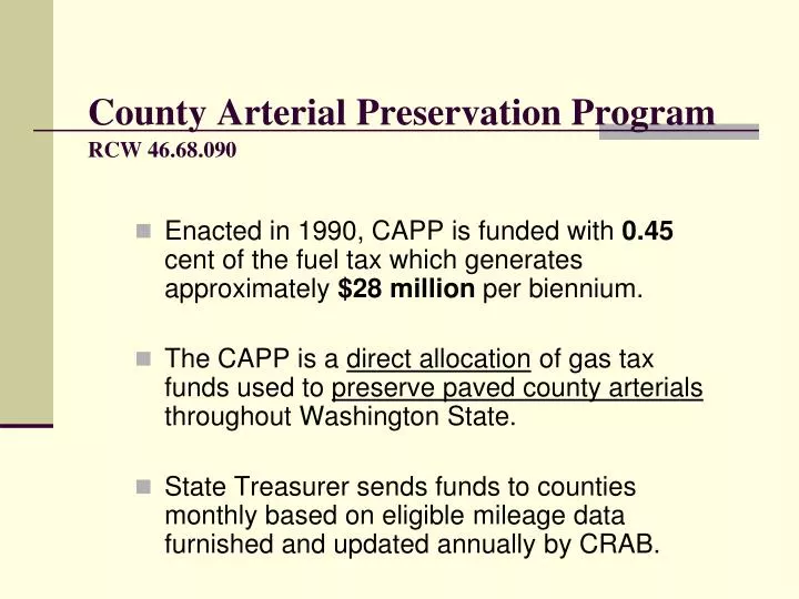 county arterial preservation program rcw 46 68 090