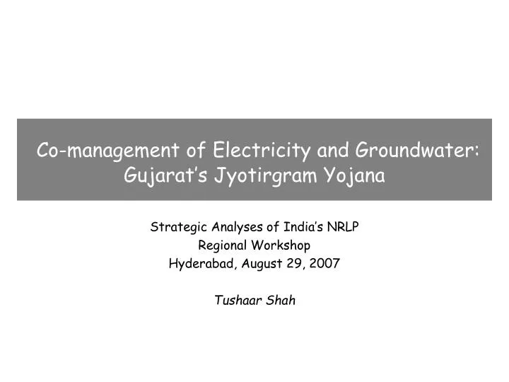 co management of electricity and groundwater gujarat s jyotirgram yojana