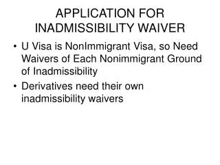 APPLICATION FOR INADMISSIBILITY WAIVER