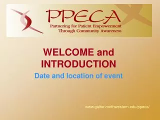 WELCOME and INTRODUCTION Date and location of event