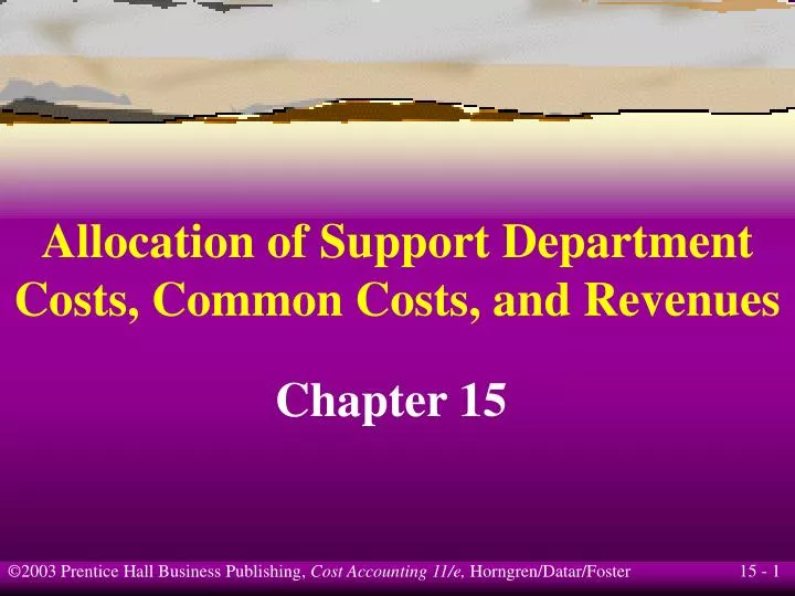 allocation of support department costs common costs and revenues