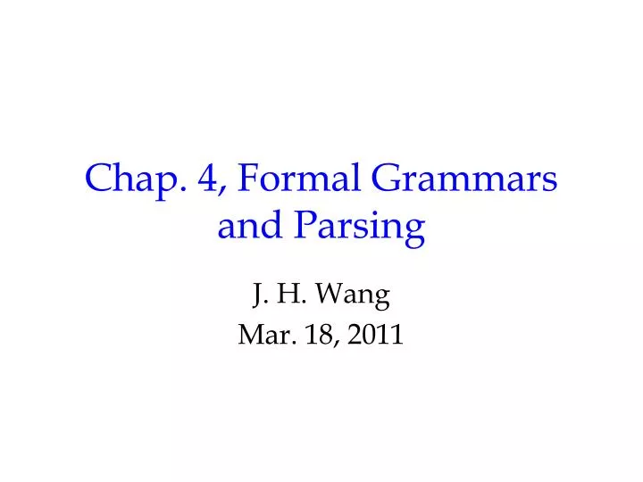 chap 4 formal grammars and parsing