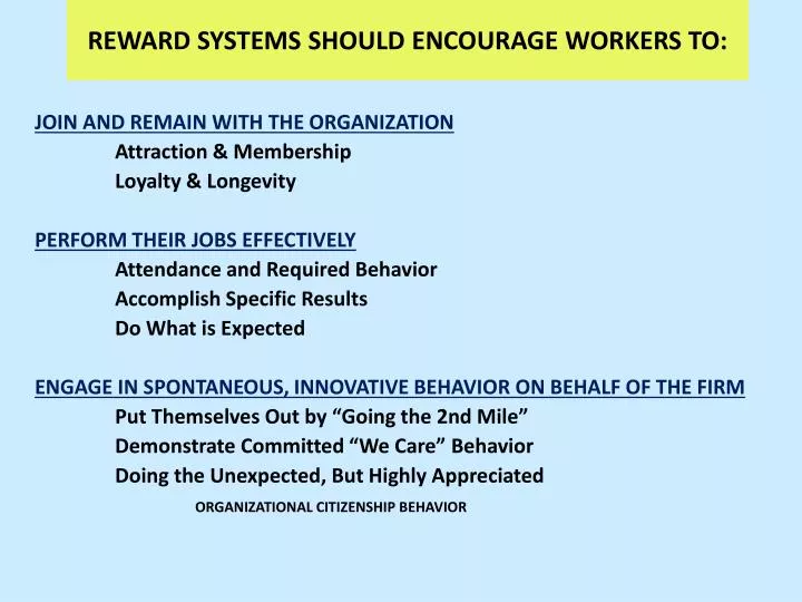 reward systems should encourage workers to