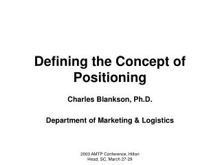 Defining the Concept of Positioning