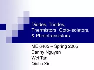 Diodes, Triodes, Thermistors, Opto-isolators, &amp; Phototransistors