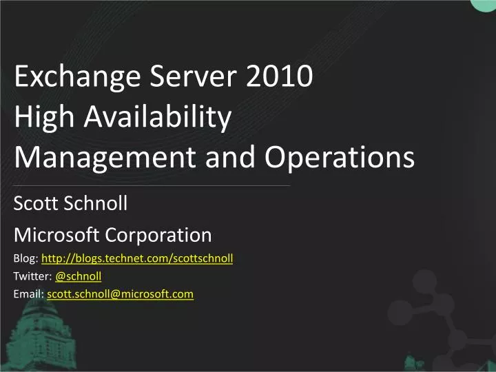 exchange server 2010 high availability management and operations