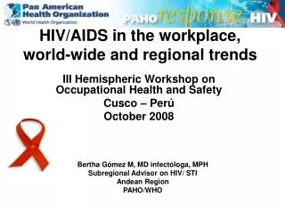 HIV/AIDS in the workplace, world-wide and regional trends