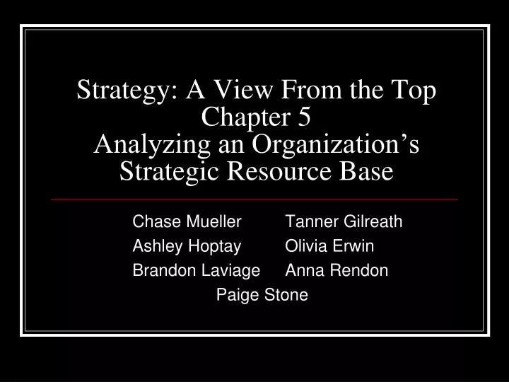 strategy a view from the top chapter 5 analyzing an organization s strategic resource base