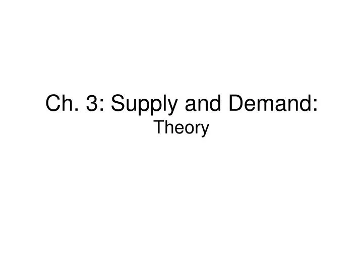 ch 3 supply and demand theory