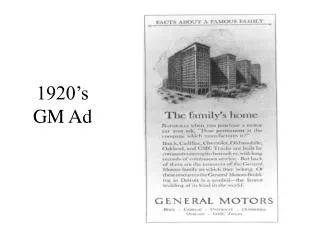 1920’s GM Ad