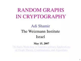 RANDOM GRAPHS IN CRYPTOGRAPHY