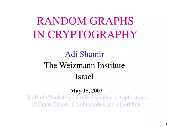 random graphs in cryptography