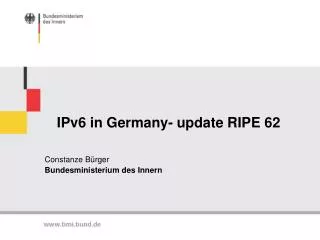IPv6 in Germany- update RIPE 62