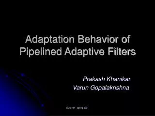 Adaptation Behavior of Pipelined Adaptive Filters